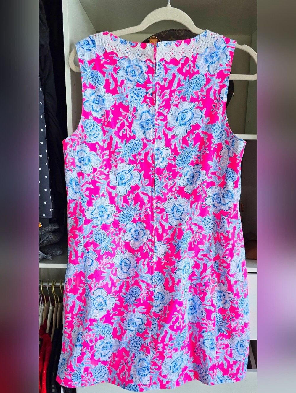 Bright Pink Floral Lilly Pulitzer Romper Dress with Blue & White Accent Size 6 - Picture 6 of 8